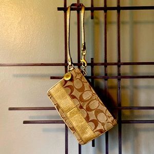 Coach gold tan wristlet